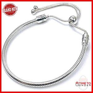 Adjustable Sterling Silver Snake Chain Charm Bracelet, Pandora Compatible